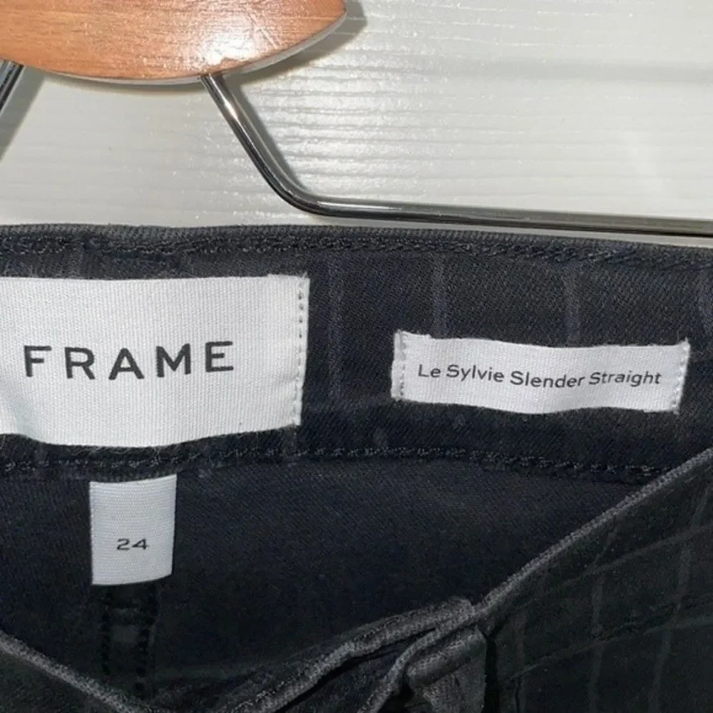 FRAME Womens Size 24 Black Le Sylvie Coated Ankle Straight Leg Jeans - Picture 7 of 9